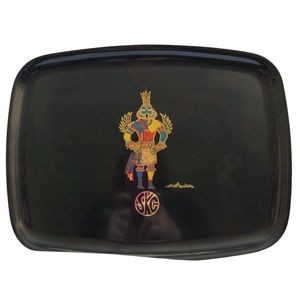 Vintage Couroc of Monterey MCM Hummingbird Kachina Inlay SKC Medium Tray